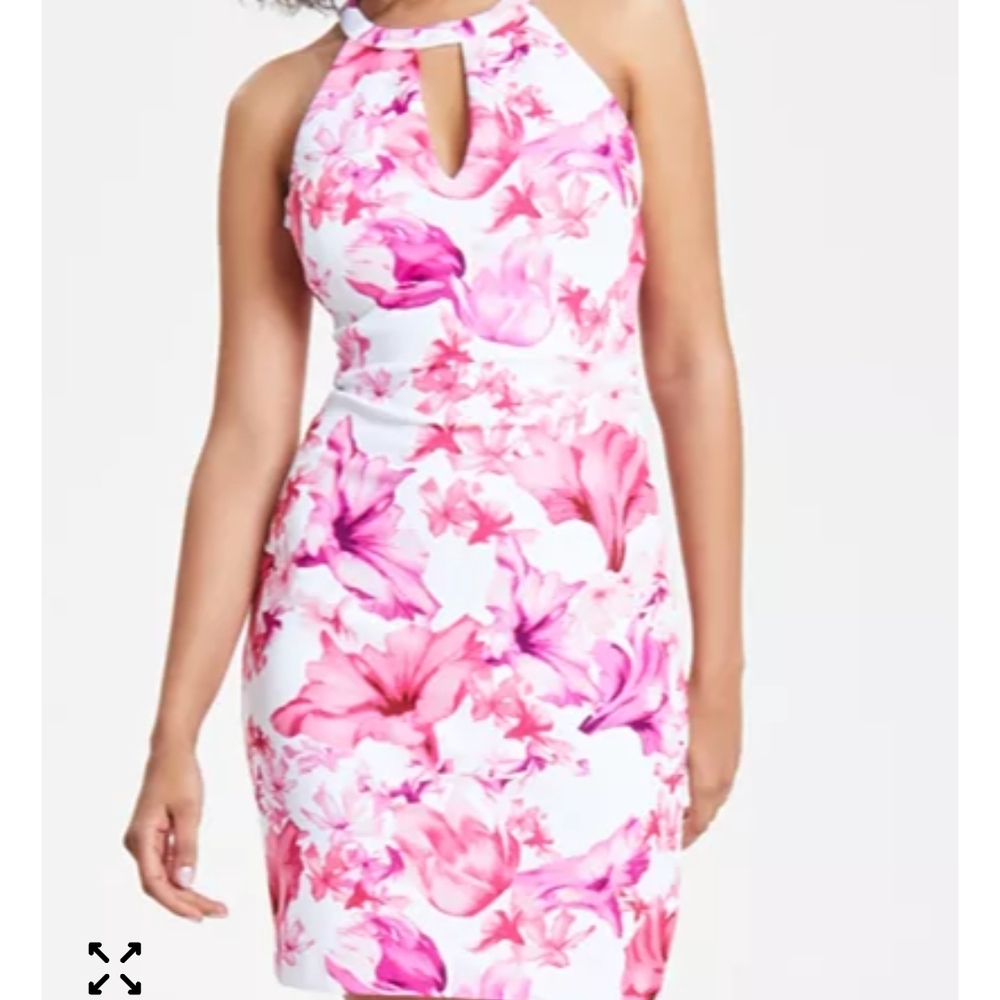 Floral Pink and White Halter Dress